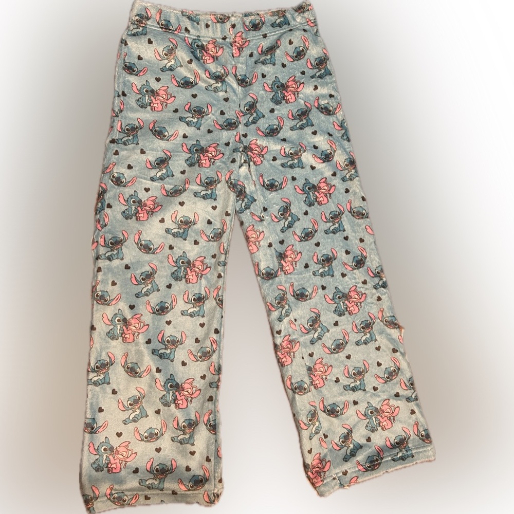 Disney Blue and Pink soft cozy Stitch pull on Pajama Bottoms NWT Girls Large